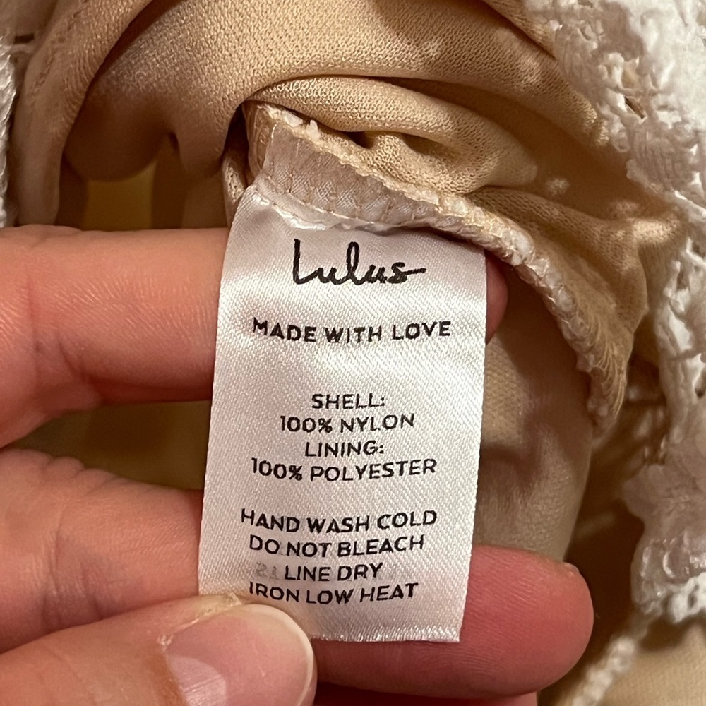 #131 LULUS • MY DEAREST WHITE LACE • SHORT SLEEVE MINI DRESS NWT - Picture 10 of 10